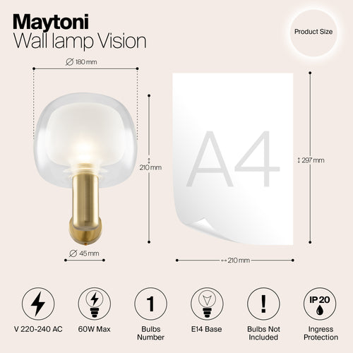 Maytoni - Wandlamp Vision - Goud - Ø18 - vtwonen shop