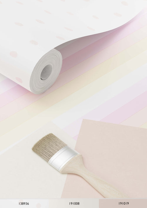 ESTAhome behang strepen regenboog licht roze en beige - 53 cm x 10.05 m - 138924 - vtwonen shop