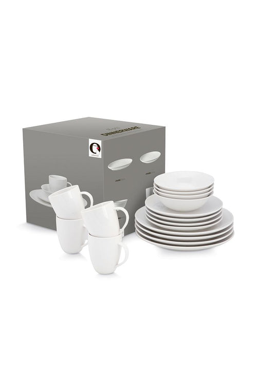 vtwonen Serviesset - Wit - Porselein - 16-Delig, 4 personen - Eetservies volwassenen - Borden Set Servies - Serviezen - vtwonen shop