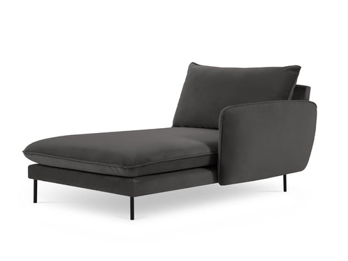 Cosmopolitan Design rechter chaise longue Vienna flueel, donkergrijs - 170x110x95cm