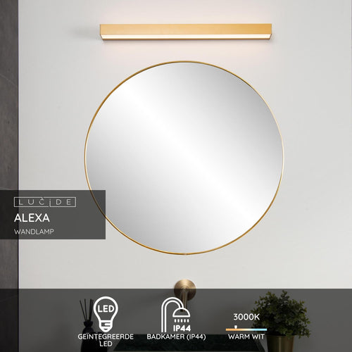 Lucide wandlamp badkamer ALEXA - 1xGeïntegreerde LED - Mat Goud / Messing - vtwonen shop