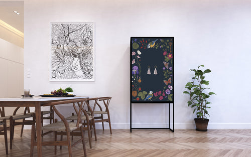 Kast dressoir met 2 deuren van MDF met groen en lila bloemenpatroon - vtwonen shop