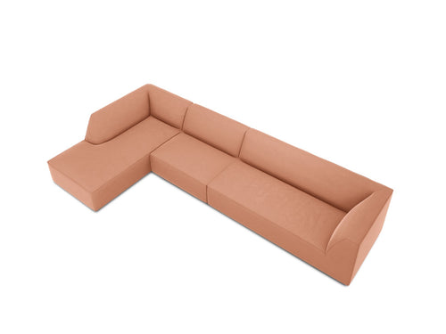 Micadoni linker hoekbank Ruby 5-zits, flueel, roze - 180x366x69cm