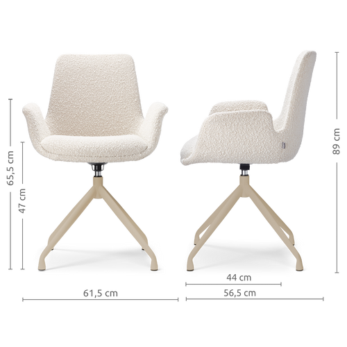 Nolon Nola-Eef draaibare eetkamerstoel bouclé beige beige onderstel