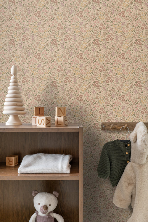 ESTAhome behang bloemetjes licht oudroze en paars - 50 x 900 cm - 131456 - vtwonen shop