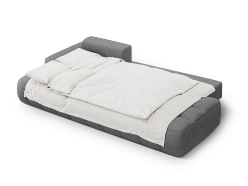 Cosmopolitan Design Uitklapbare hoekbank links met opbergdoos Linz 3-zits, structurele stof grijs - 142x275x84cm