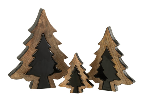 J-Line kerstdecoratie Boom Puzzel - hout - zwart/naturel - small - vtwonen shop