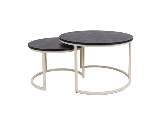 MaximaVida ronde salontafel set Chicago XL 75 cm ivoor - pinewood fineer - vtwonen shop