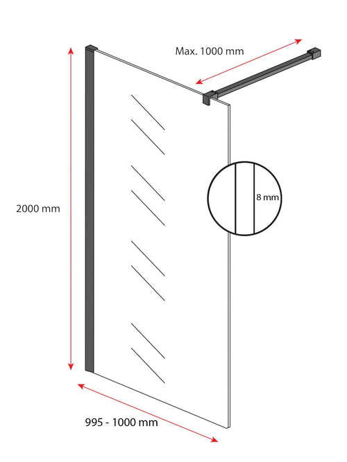 Badplaats Douchewand Florida 100 x 200 cm – Goud – Inloopdouche 8 mm Veiligheidsglas