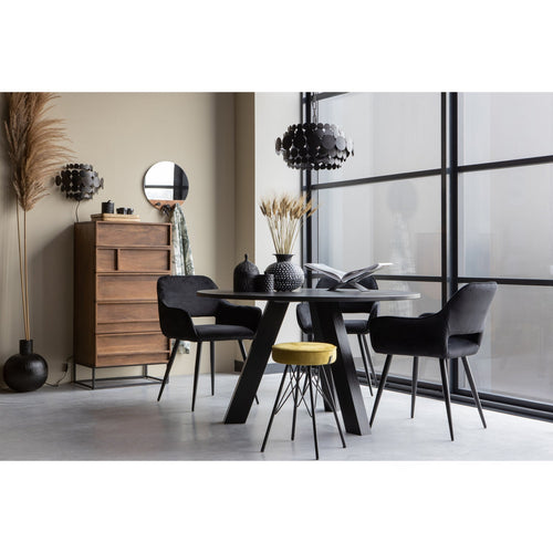 WOOOD eetkamerstoelen Jelle - Velvet - Zwart - Set van 6 - vtwonen shop