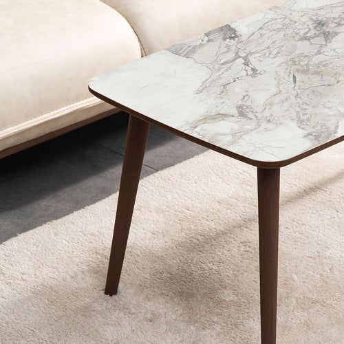 Calicosy - Salontafel LIORA - Wit marmereffect 100x54x45 cm