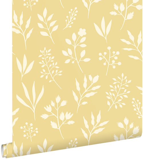 ESTAhome behang bloemmotief in Scandinavische stijl geel - 50 x 900 cm - 132084
