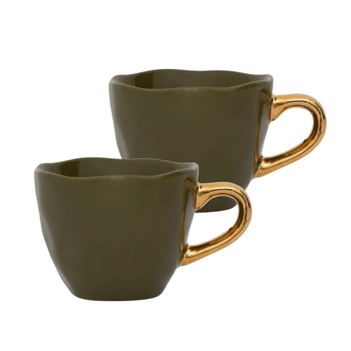 Urban Nature Culture Good Morning kopje Coffee  - set van 2 - Fir Green - 8,5x7cm