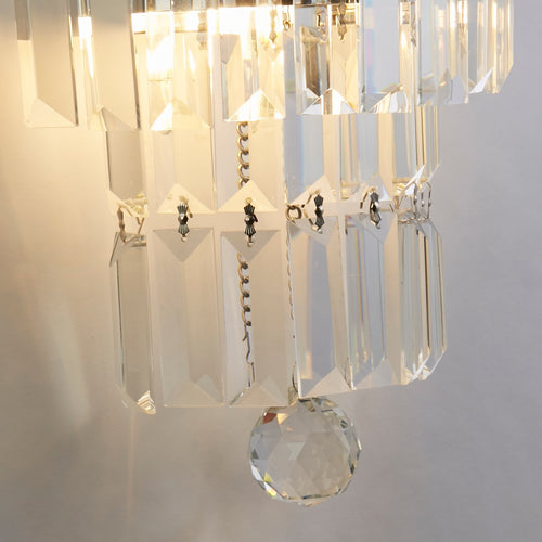 Searchlight Empire 2-lichts wandlamp, chroom met helder kristal