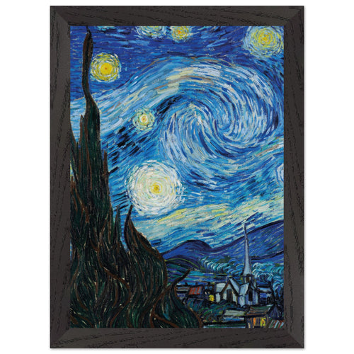 Artfulprints Poster met Lijst Vincent van Gogh - Starry night   - A4 21x29.7 cm - Blauw