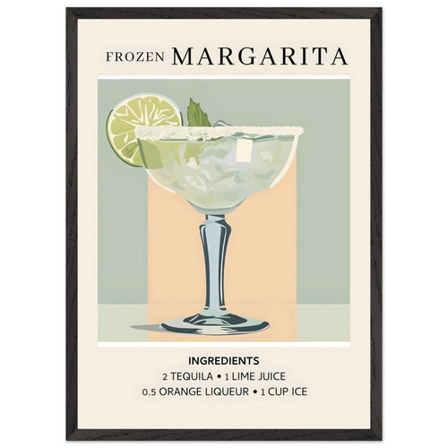Artfulprints Poster met Lijst Frozen Margarita cocktail I - Ingrediënten   - 50x70 cm - Groen