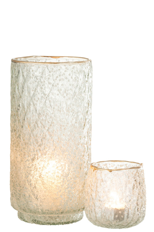 J-Line windlicht Rand - glas - goud/transparant - large