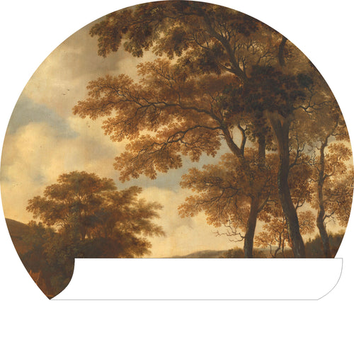 ESTAhome zelfklevende behangcirkel bosrijk landschap oranje - Ø 70 cm - 158988