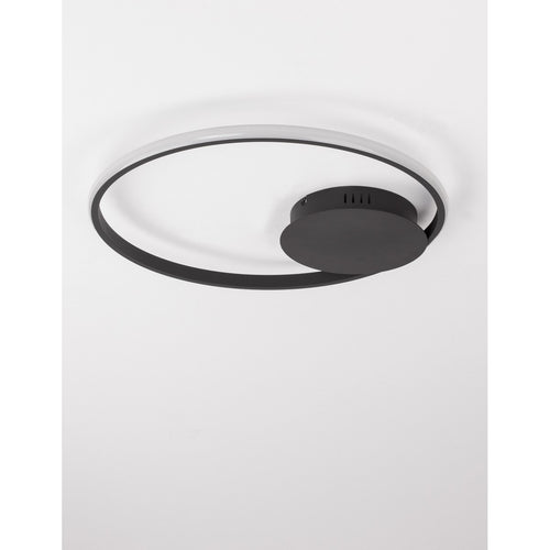 Merano Bellevue 50cm Geïntegreerde LED Semi Flush Light Sandy Zwart Aluminium LED 32W 2320 Lm 3000K
