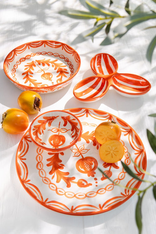 J-Line kom Granada High - keramiek - wit/oranje - small - Ø 14 cm
