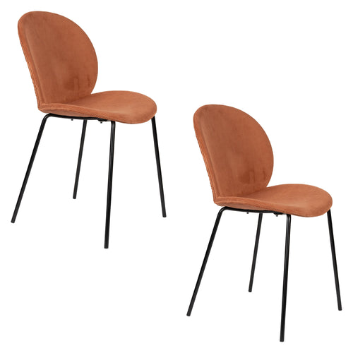 Zuiver Bonnet Eetkamerstoelen Terracotta Bruin - Set van 2 - vtwonen shop