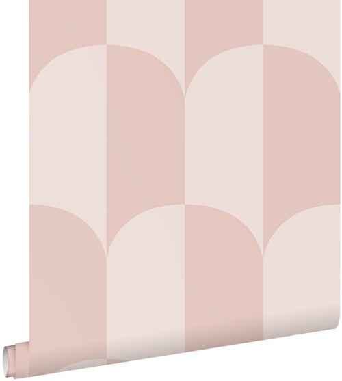 ESTAhome behang art deco bogen zacht roze en licht roze - 53 cm x 10.05 m - 139992 - vtwonen shop