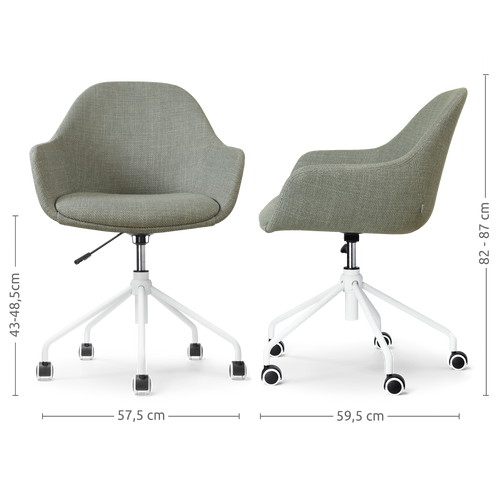 Nolon Nout-Mae Bureaustoel Saliegroen - Armleuning - Wit Onderstel