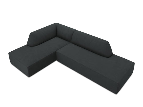 Micadoni linker hoekbank Ruby 4-zits, ribfluwelen, zwart - 180x273x69cm