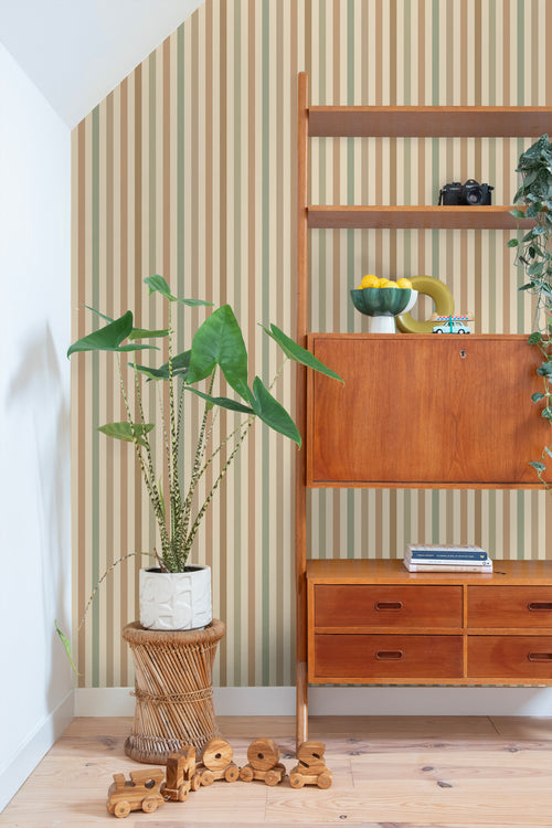 ESTAhome behang strepen groen en bruin - 50 x 900 cm - 131605 - vtwonen shop