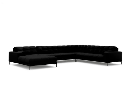 Cosmopolitan Design Panoramische hoekbank rechts Bali 7-zits, structurele stof, zwart - 256x327x75cm