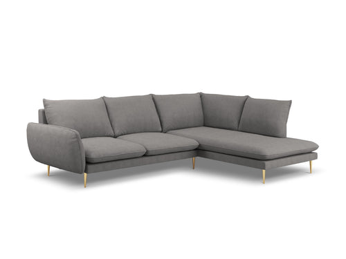 Cosmopolitan Design rechter hoekbank Vienna 6-zits, structurele stof, donkergrijs - 185x275x95cm