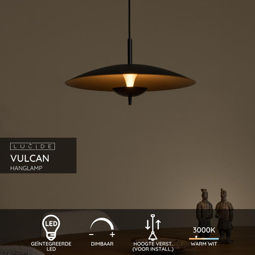 Lucide hanglamp VULCAN - Geïntegreerde LED - Zwart - vtwonen shop