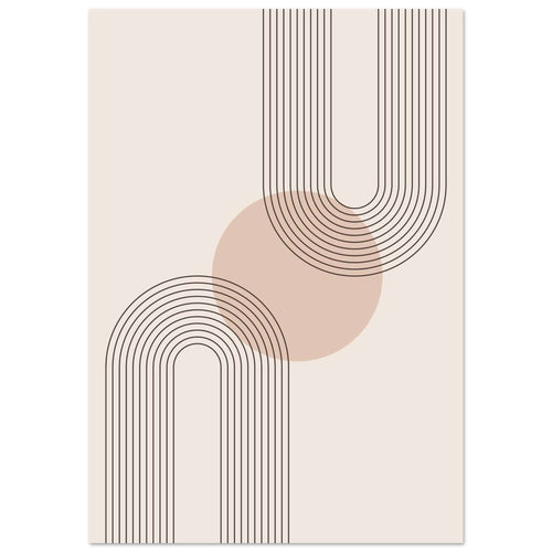 Artfulprints Poster met Lijst Boho – Neutral curves   - 50x70 cm - Grijs