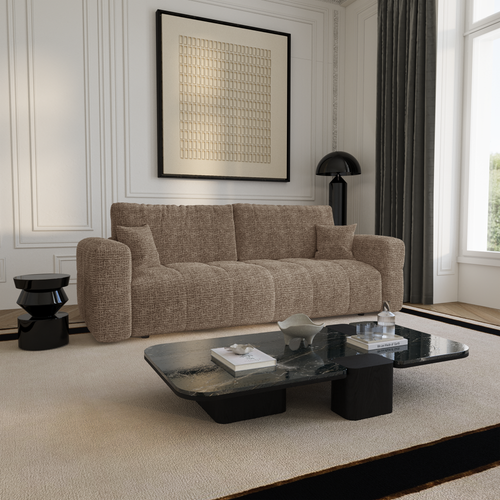 Premium Interiors - Slaapbank met opbergruimte VIBE - zacht aanvoelende geweven stof bruin 247cm