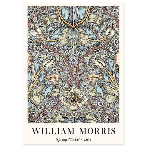 Artfulprints Poster William Morris - Spring thicket 1884   - A4 21x29.7 cm - Blauw