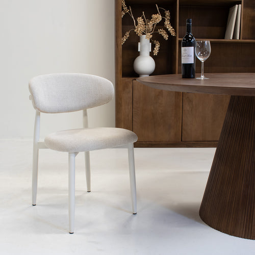 Giga Meubel Eetkamerstoel Alexia - Beige/Wit - Set van 2 - vtwonen shop