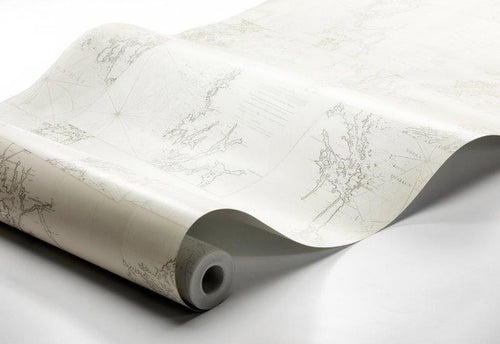 Borastapeter behang wereldkaart beige - 53 cm x 10.05 m - 660509