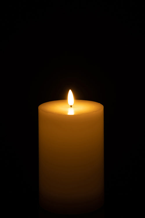 J-Line cilinderkaars - wit - medium - LED lichtjes - vtwonen shop