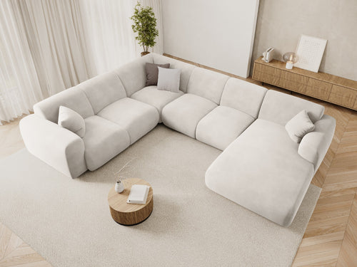 Cosmopolitan Design Panoramische hoekbank links Nolio 6-zits, flueel lichtbeige - 252x342x72cm
