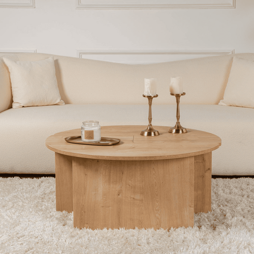 Calicosy - MOIRA Set van 2 salontafels - Hout - 90x90x41 cm