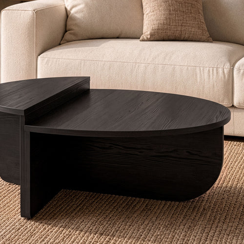 Calicosy - ORION Set van 2 salontafels - Licht hout - 90x90x35 cm