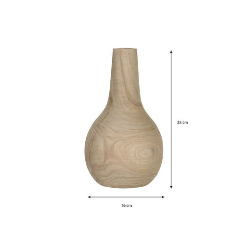 Mica Decorations Pia Vaas - H28 x Ø16 cm - Paulownia Hout - Lichtbruin