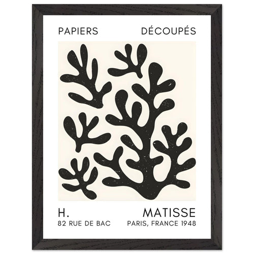 Artfulprints Poster met Lijst Matisse – Coral shadows black   - 30x40 cm - Zwart