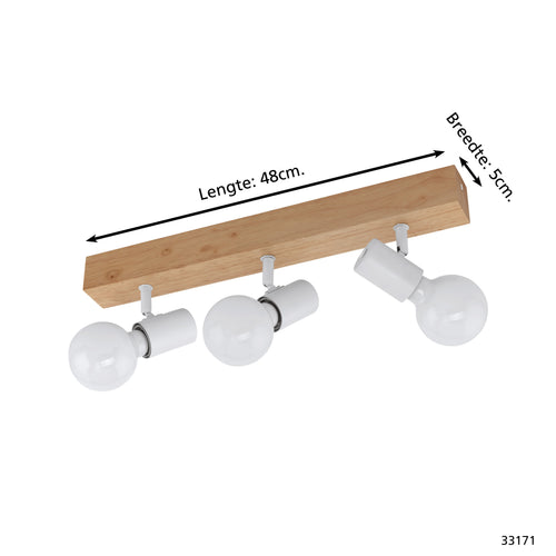 EGLO townshend 3 Townshend 3 - plafondlamp - 3-lichts - e27 - eikenhout/wit
