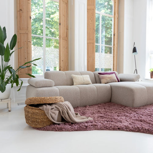 Organisch hoogpolig vloerkleed Pilo Darkpink Polyester Interieur05