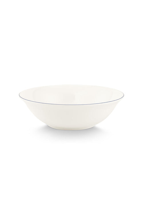 vtwonen - Soepkom - Wit/Blauw Lijn - Porselein - Set van 6