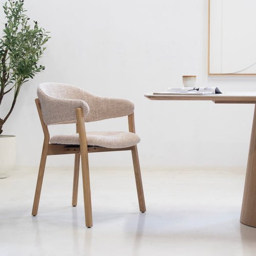 DÉJA Living Eetkamerstoel Uppsala - Taupe/Naturel Stof - Set van 2