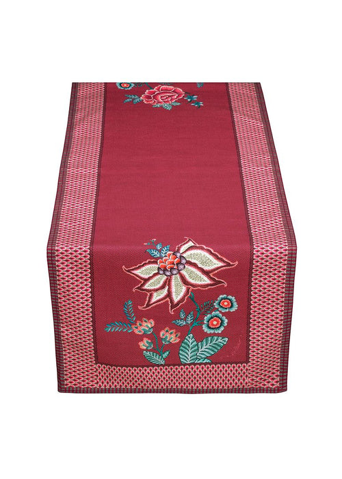 Pip Studio Flower Festival Tafelloper - Tafellaken - Donkerroze - 50x150cm - vtwonen shop