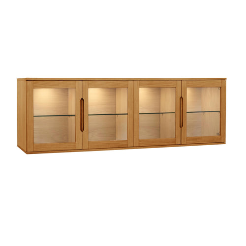 Furnhouse 4-deurs wandkast Kerteminde - Natuurlijk eikenhout - MDF, Eikenfineer, Glas - 37x213x60