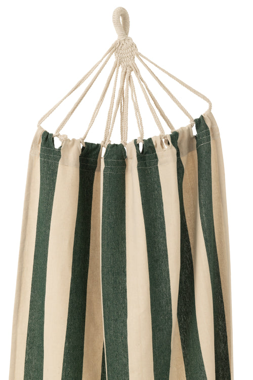 J-Line hangmat Brede Strepen - katoen/polyester - donkergroen/ecru - vtwonen shop
